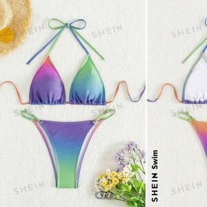 Shein rainbow sparkle bikini